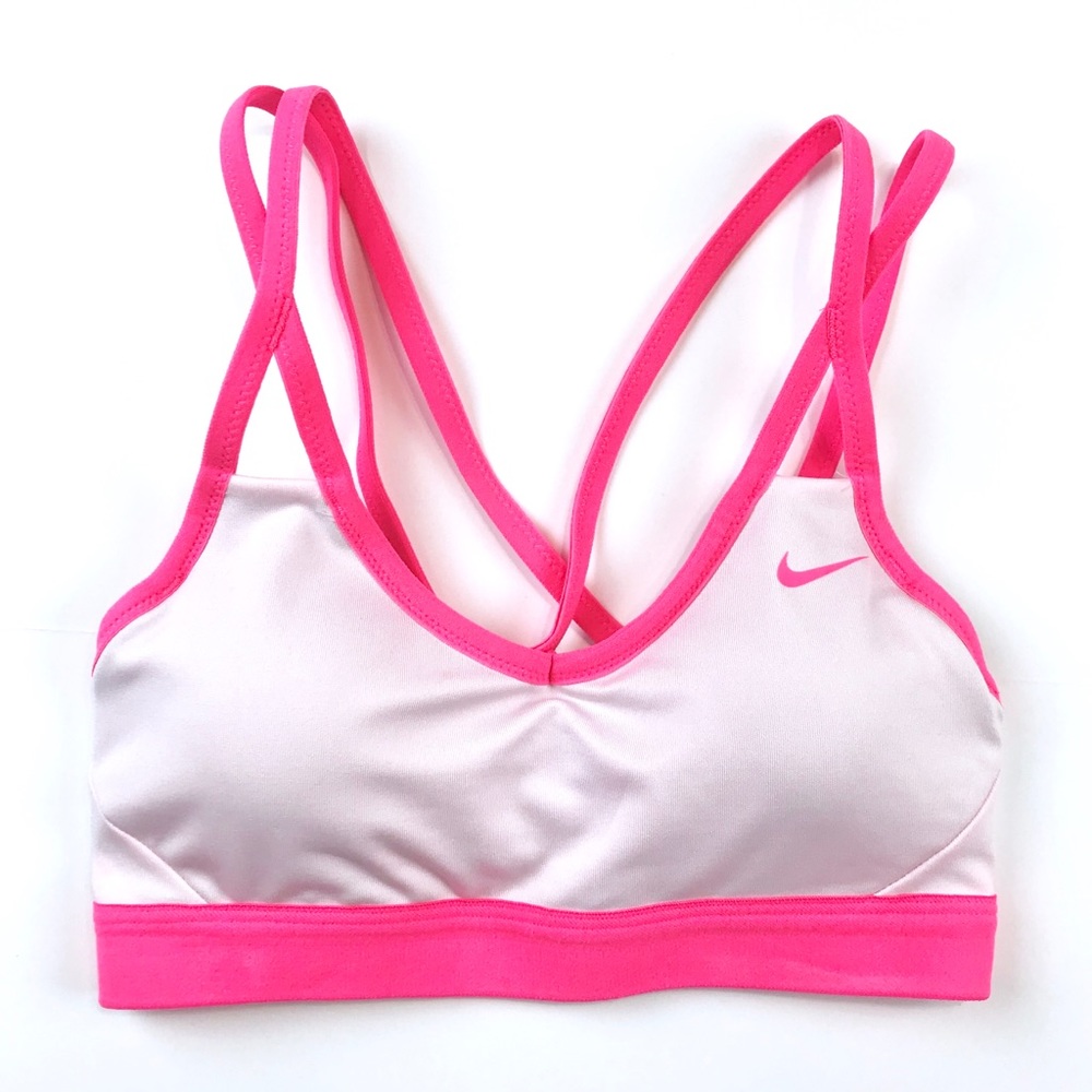 Nike logo pink strappy sports bra